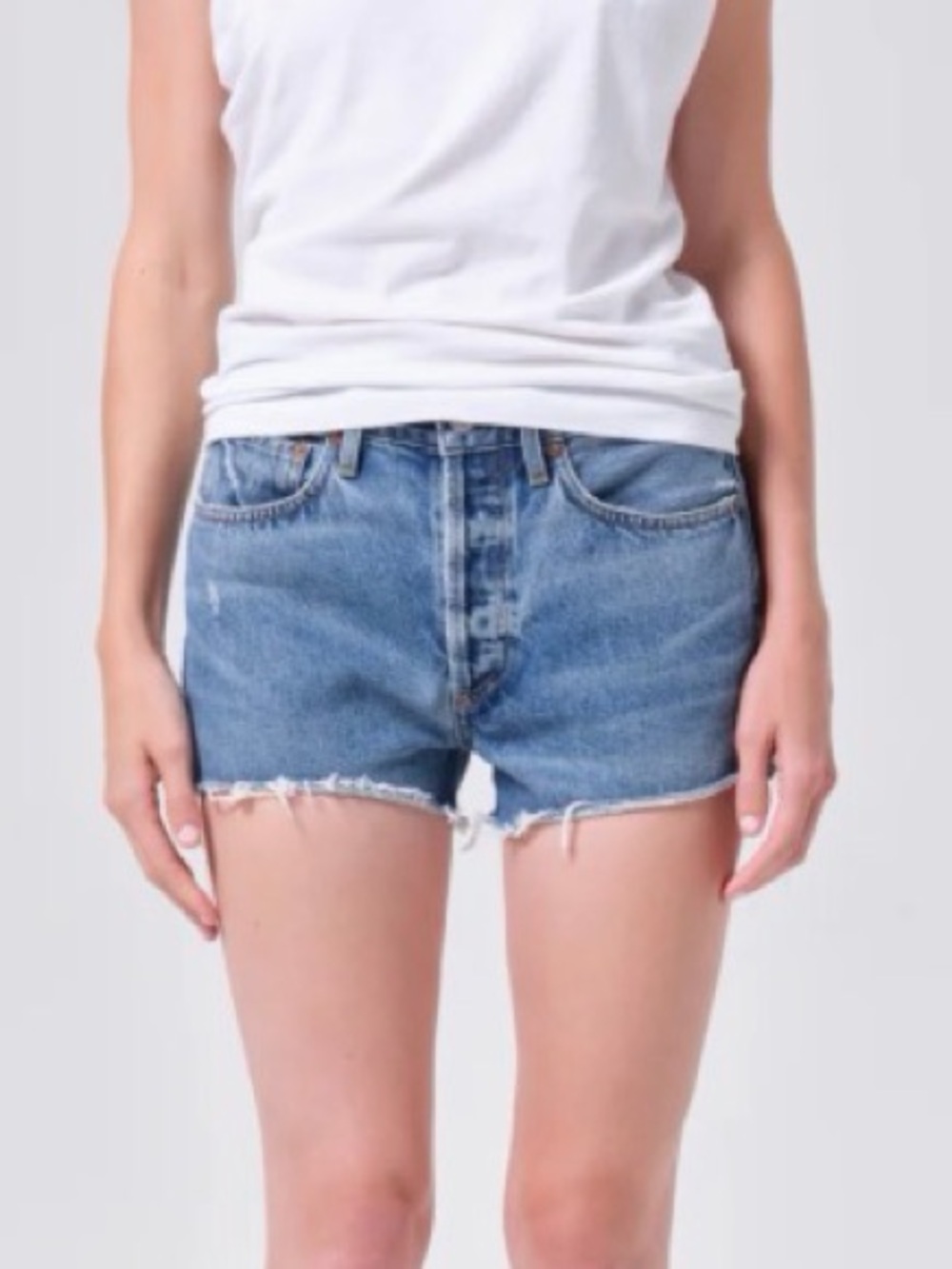 AGOLDE Blue Denim Parker Cutoff Shorts - Size 24
